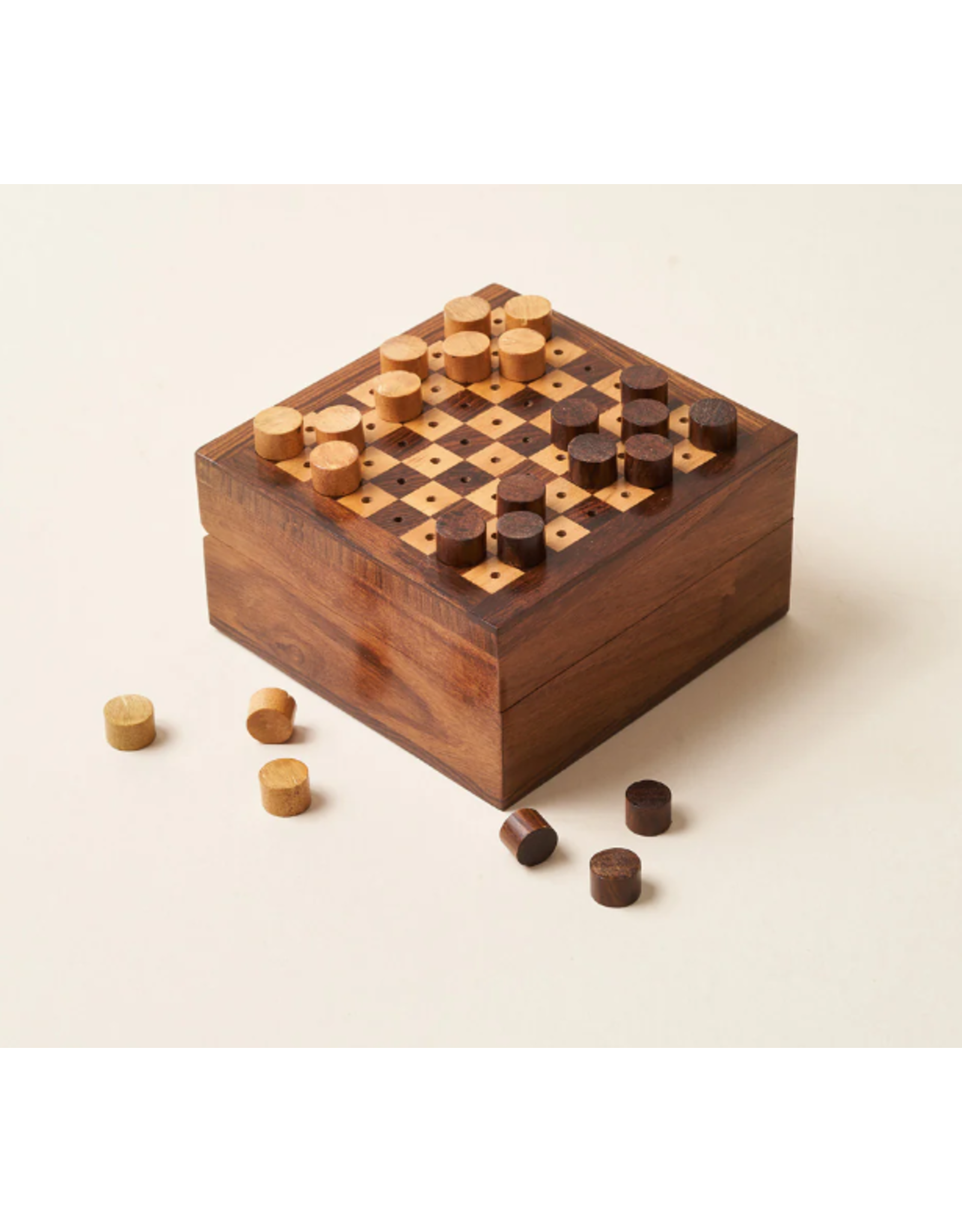 India Travel Chess & Checkers Game Set w/ Storage Box, India