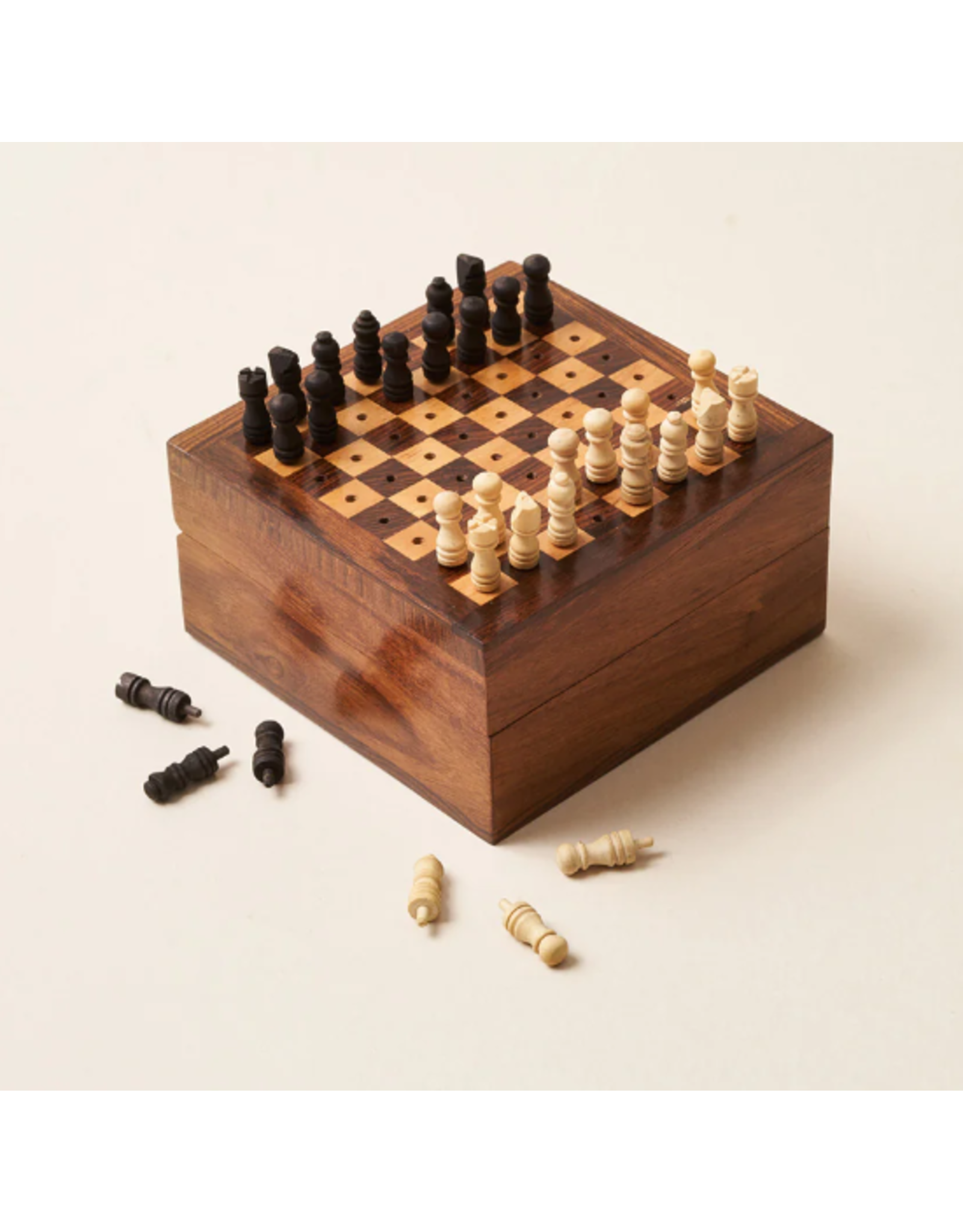 India Travel Chess and Checkers Game Set with Storage Box, India