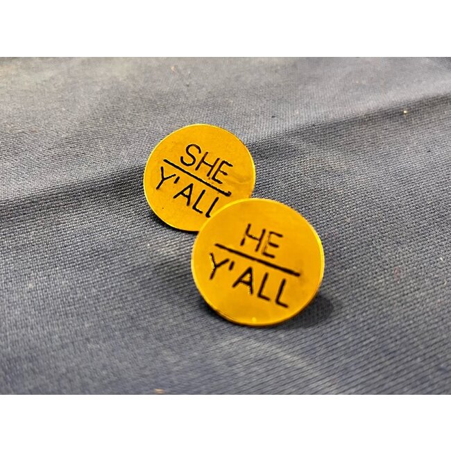 CLEARANCE Brass Pin Pronoun