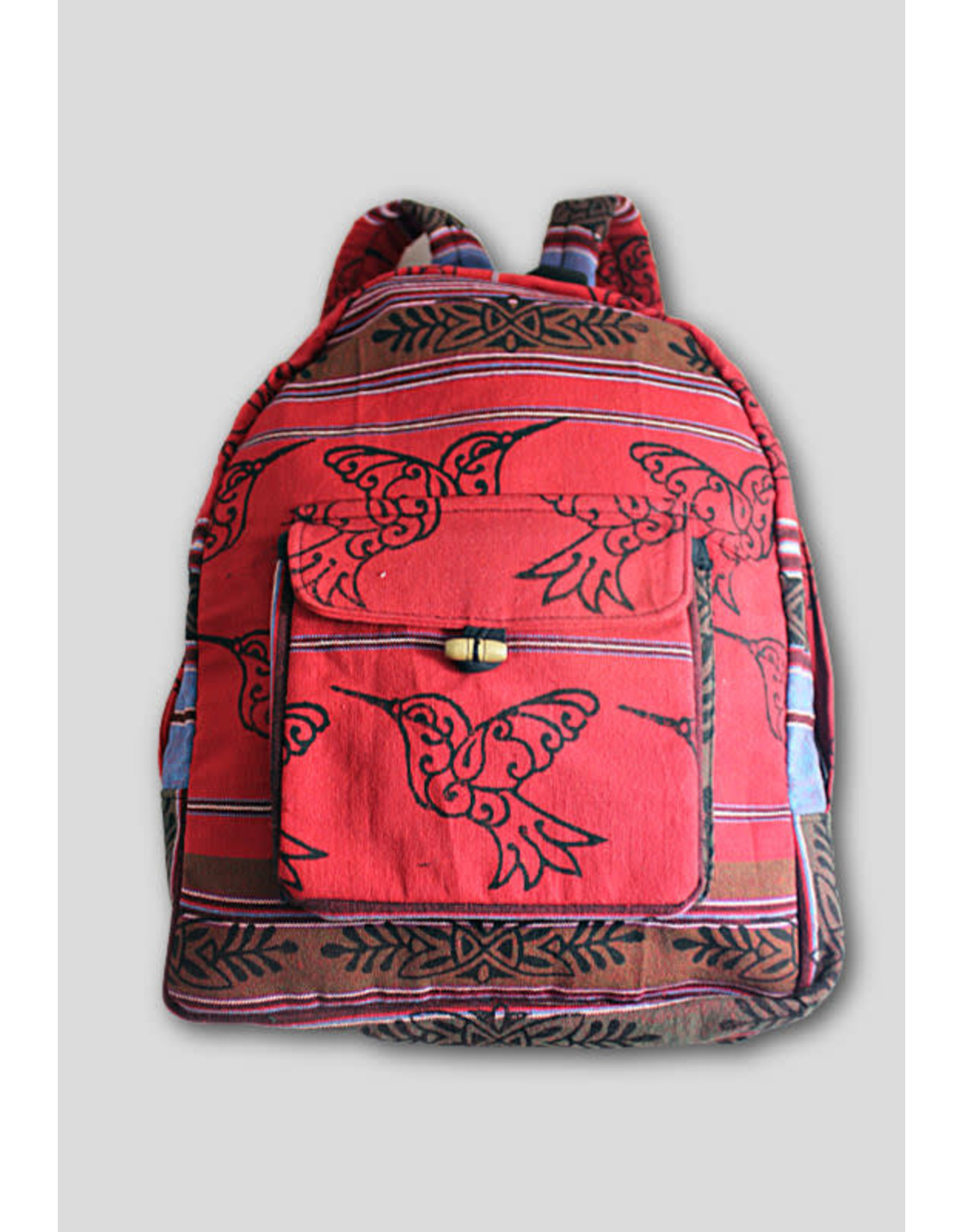 Nepal Block Printed Cotton Backpack, Nepal