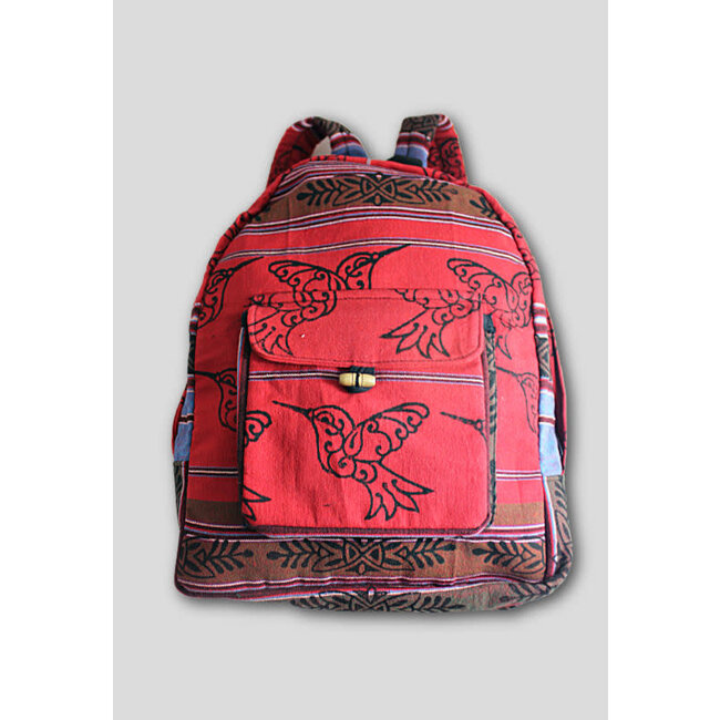 Block Printed Cotton Backpack