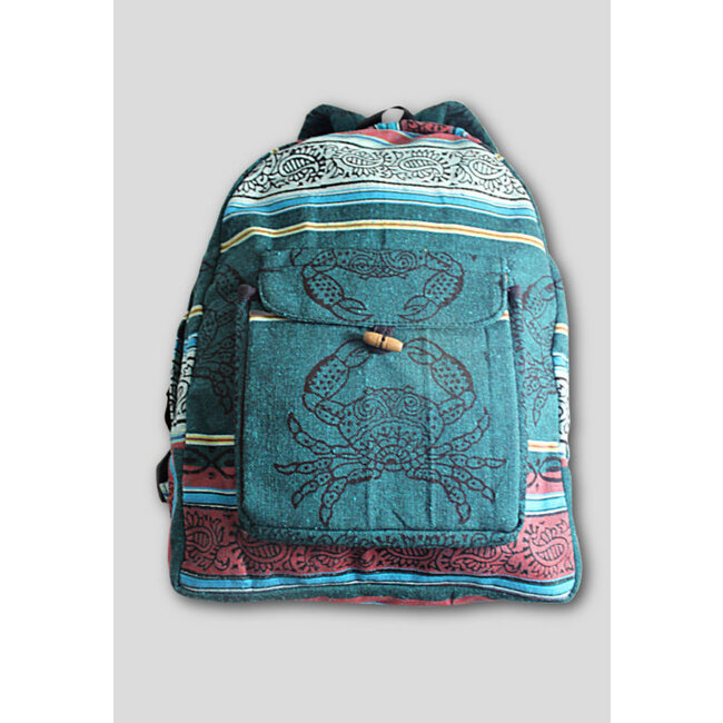 Block Printed Cotton Backpack