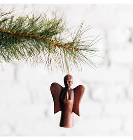 Rwanda CLEARANCE Carved Angel Ornament w/ Mahogany Finish, Rwanda