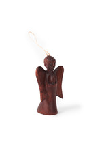 Rwanda CLEARANCE Carved Angel Ornament w/ Mahogany Finish, Rwanda