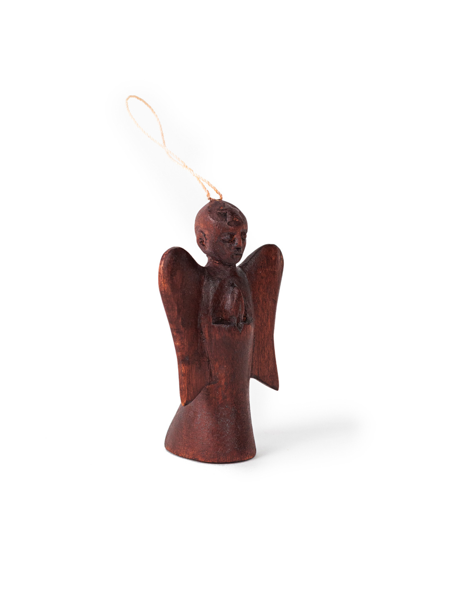 Rwanda CLEARANCE Carved Angel Ornament w/ Mahogany Finish, Rwanda
