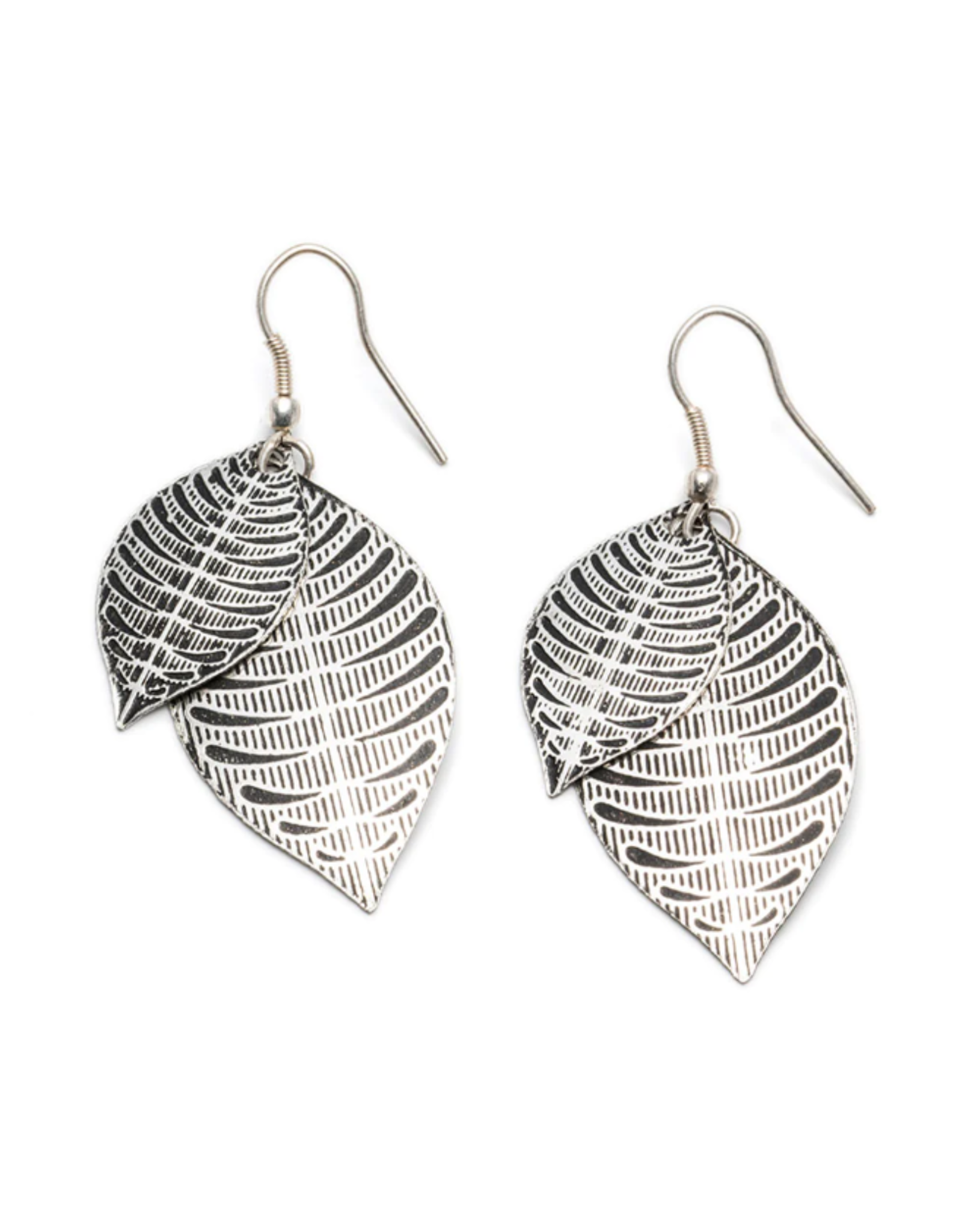 India Sanctuary Etched Leaves Earrings, India