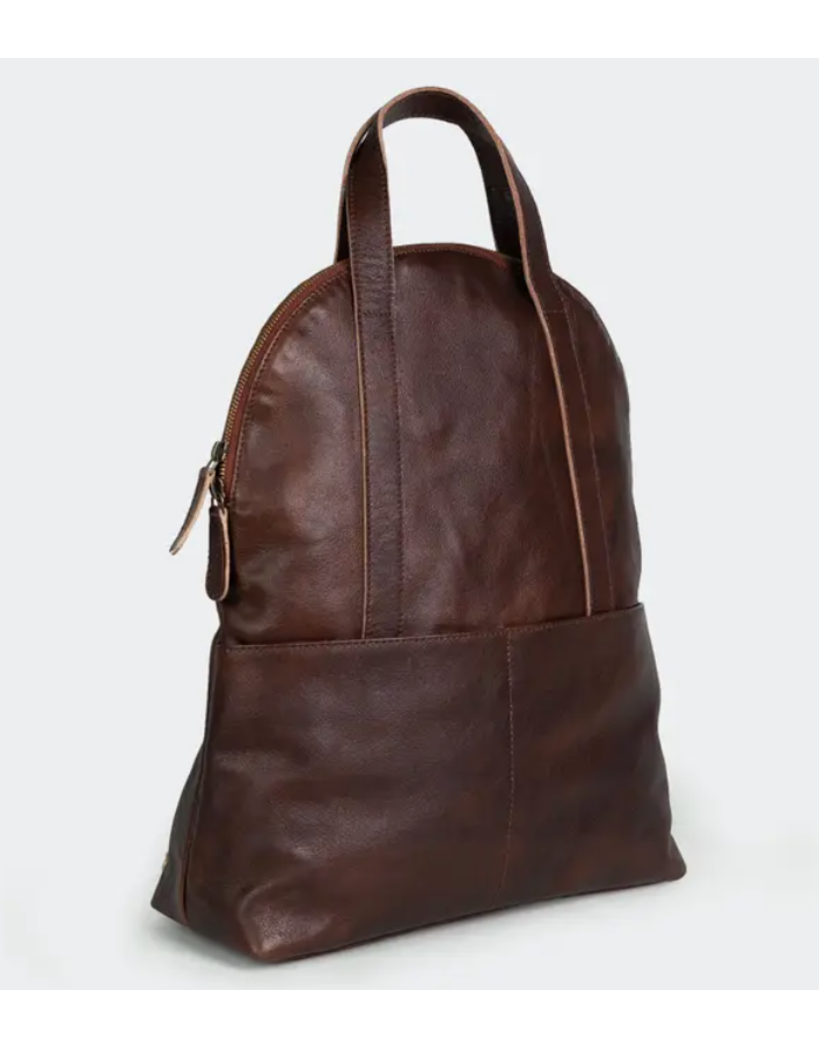 India Halfmoon Backpack in Brown Leather, India
