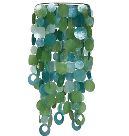 Indonesia Capiz Chandelier - Tide Pool Teal