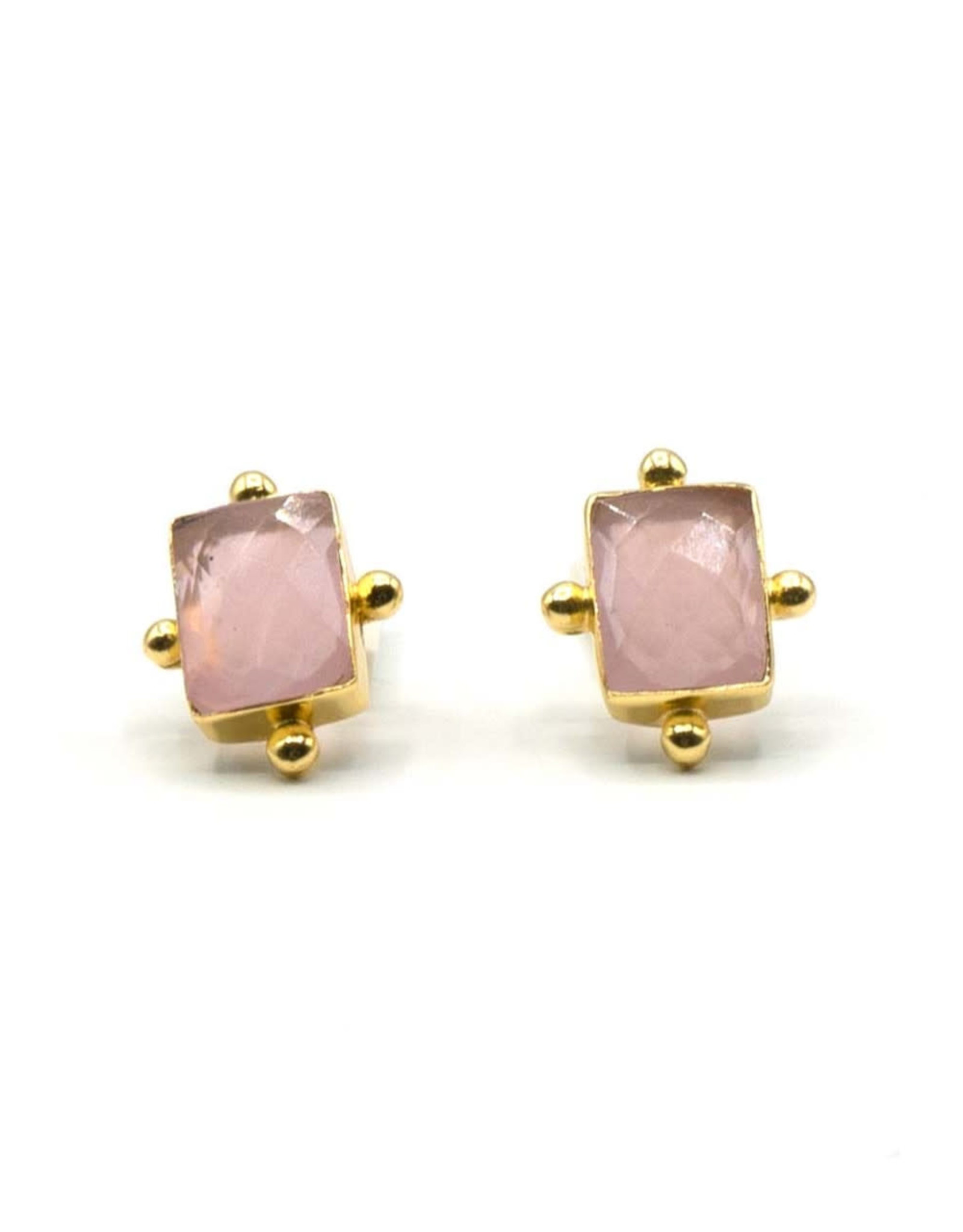 India CLEARANCE Blush & Brass Stud Earrings, India