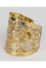 India Brass Floral Cuff Bracelet, India