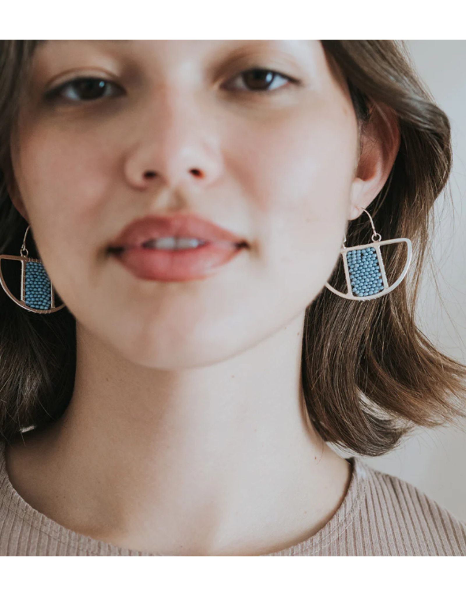 India Rajiyah Beaded Fan Earrings