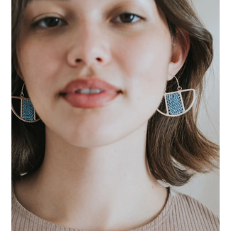 India Earrings  - Rajiyah Beaded Fan