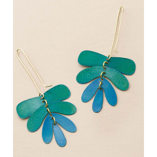 Chameli Teal Dangling Leaf Earrings