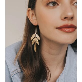 India Chameli Gold Leaf Drop Earrings