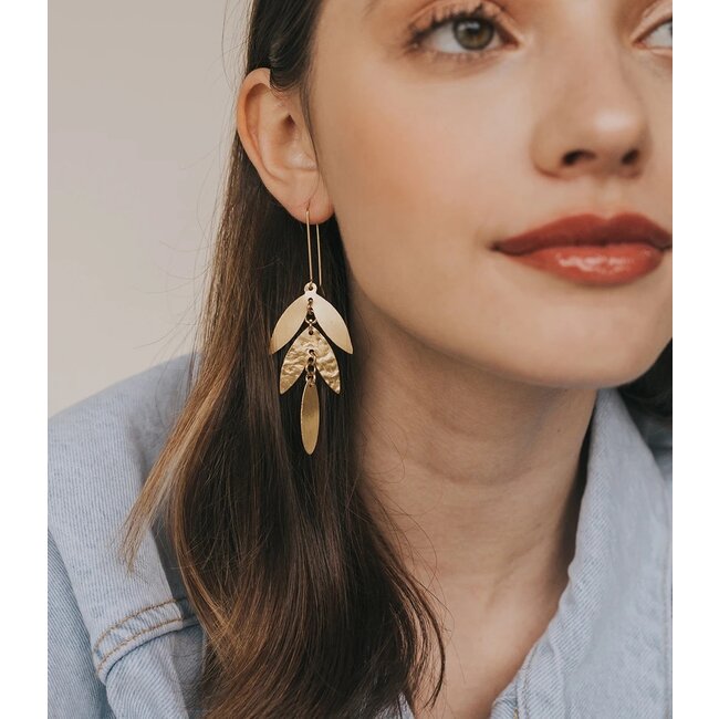 Chameli Gold Leaf Drop Earrings