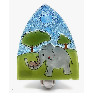 Ecuador Fused Glass Nightlight - Enchanted Elephants Ecuador Fused Glass Nightlight - Enchanted Elephants