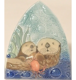 Ecuador Fused Glass Sea Otter Family Nightlight, Ecuador