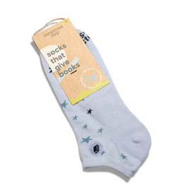 India Ankle Socks That Give Books - Blue w/ Stars