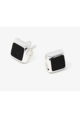 Mexico Sterling Silver Black Square Stud Earrings, Mexico