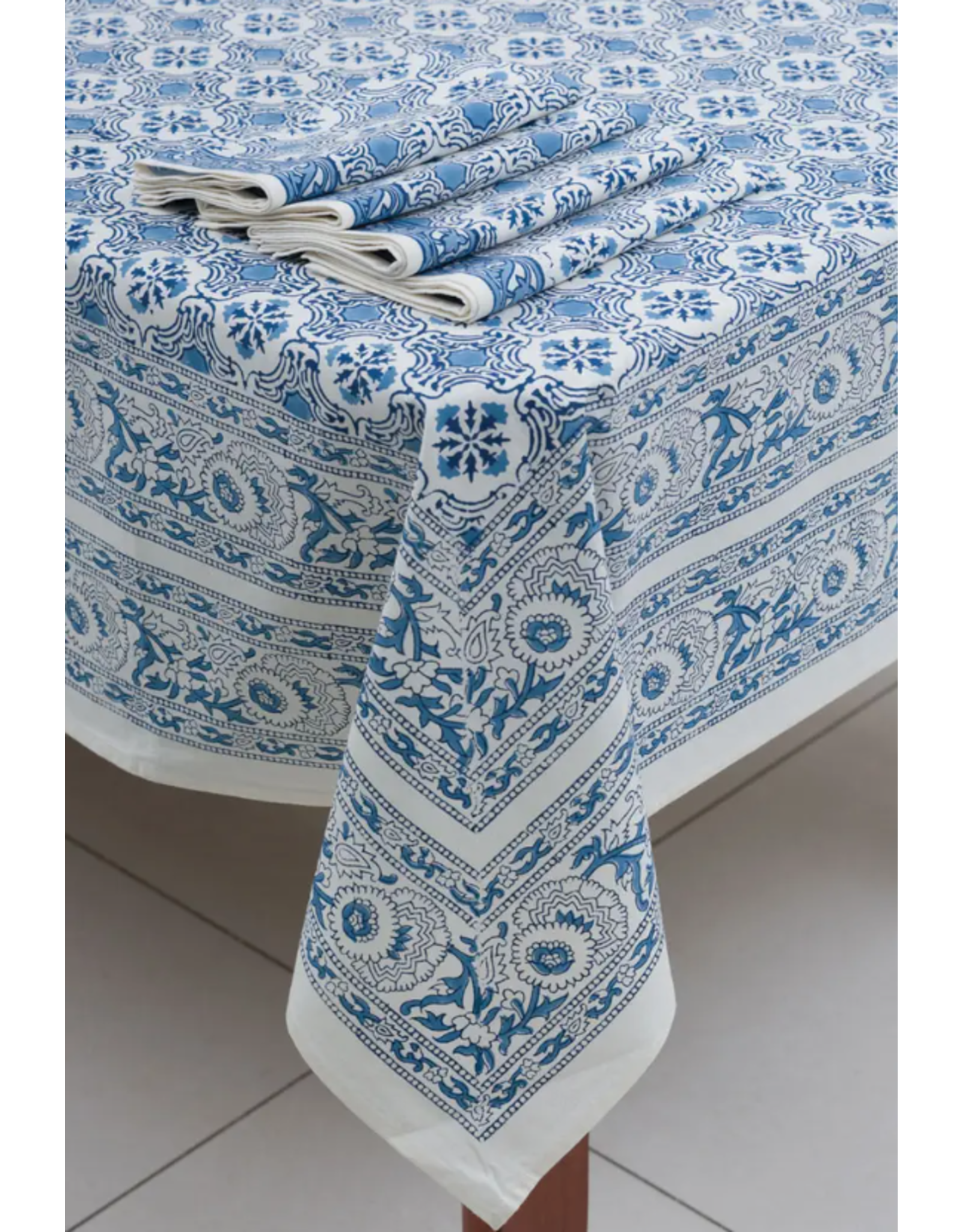 India Blue Floral Tablecloth (60x90), India