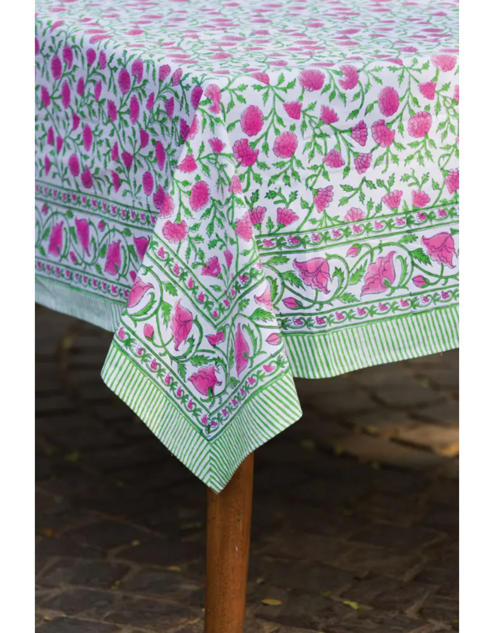 India Fuchsia & Green Tablecloth (60x90), India