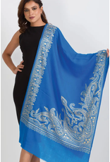 India Geeta Blue & Champagne Wool Shawl, India