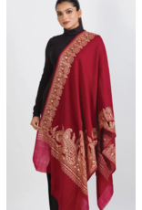 India Geeta Burgundy & Gold Wool Shawl, India