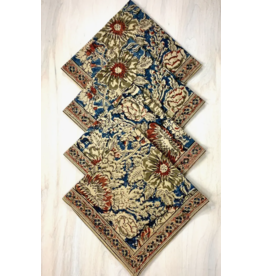 India Rose & Navy Kalamkari Napkin, India