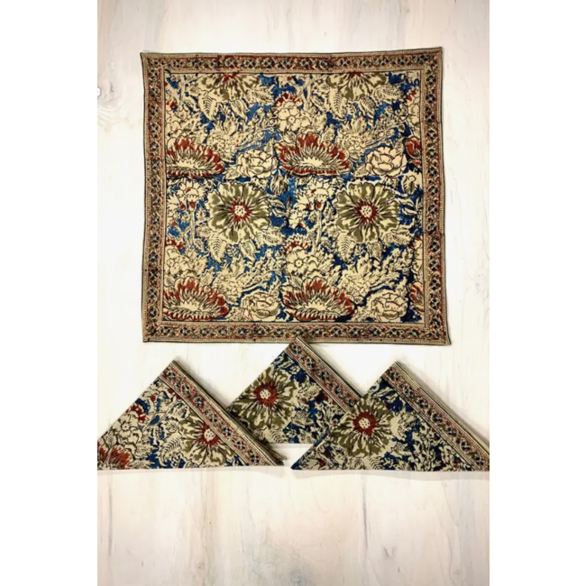 Rose & Navy Kalamkari Napkin