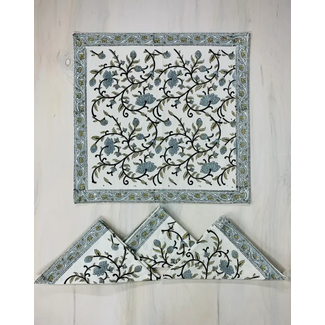India Silver Floral Napkin