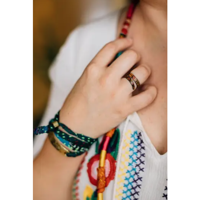Ring - Leather Geometric Spiral