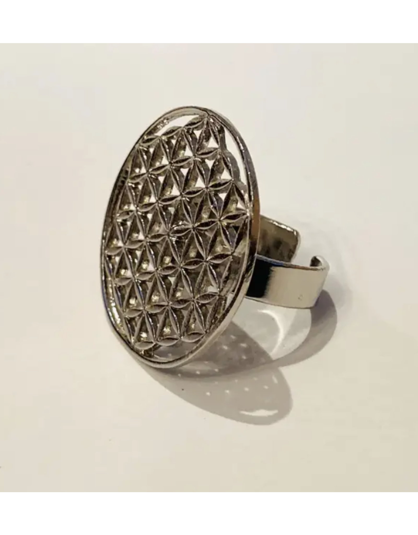 Egypt Triangles Grid Ring - Chrome Plated Brass, Egypt