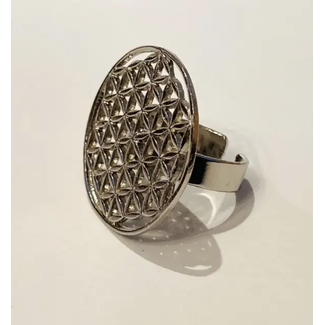 Egypt CLEARANCE Triangles Grid Ring - Chrome Plated Brass