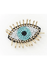 India Bala Mani Beaded Evil Eye Brooch, India