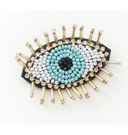 India Bala Mani Beaded Evil Eye Brooch, India