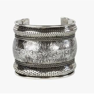 India Silver Floral Cuff Bracelet India Silver Floral Cuff Bracelet