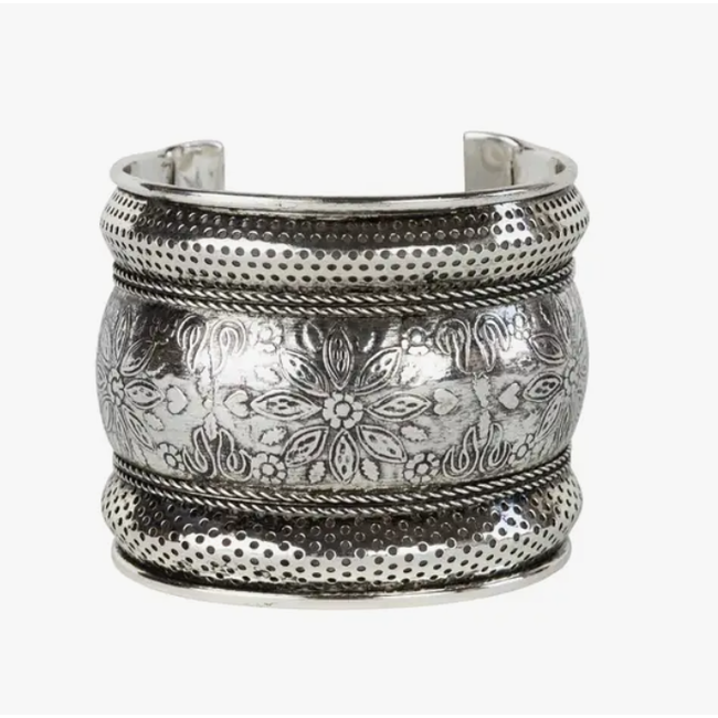 Silver Floral Cuff Bracelet