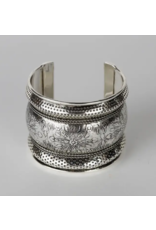 India Silver Floral Cuff Bracelet, India