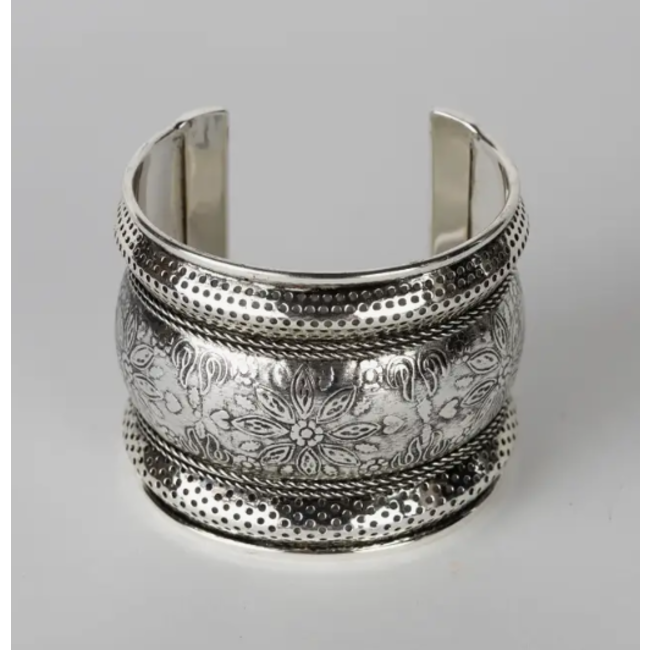 Silver Floral Cuff Bracelet
