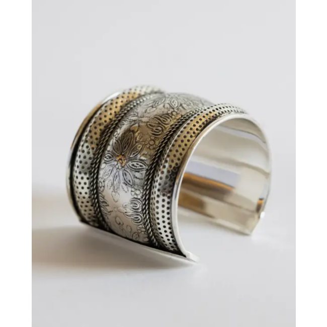 Silver Floral Cuff Bracelet