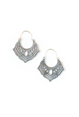 India Ornate Orchid Earrings - Silver, India
