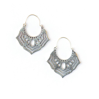 India Ornate Orchid Earrings - Silver India Ornate Orchid Earrings - Silver