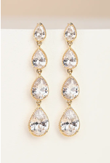 China Drops of Elegance Gold & Zircon Earrings, China