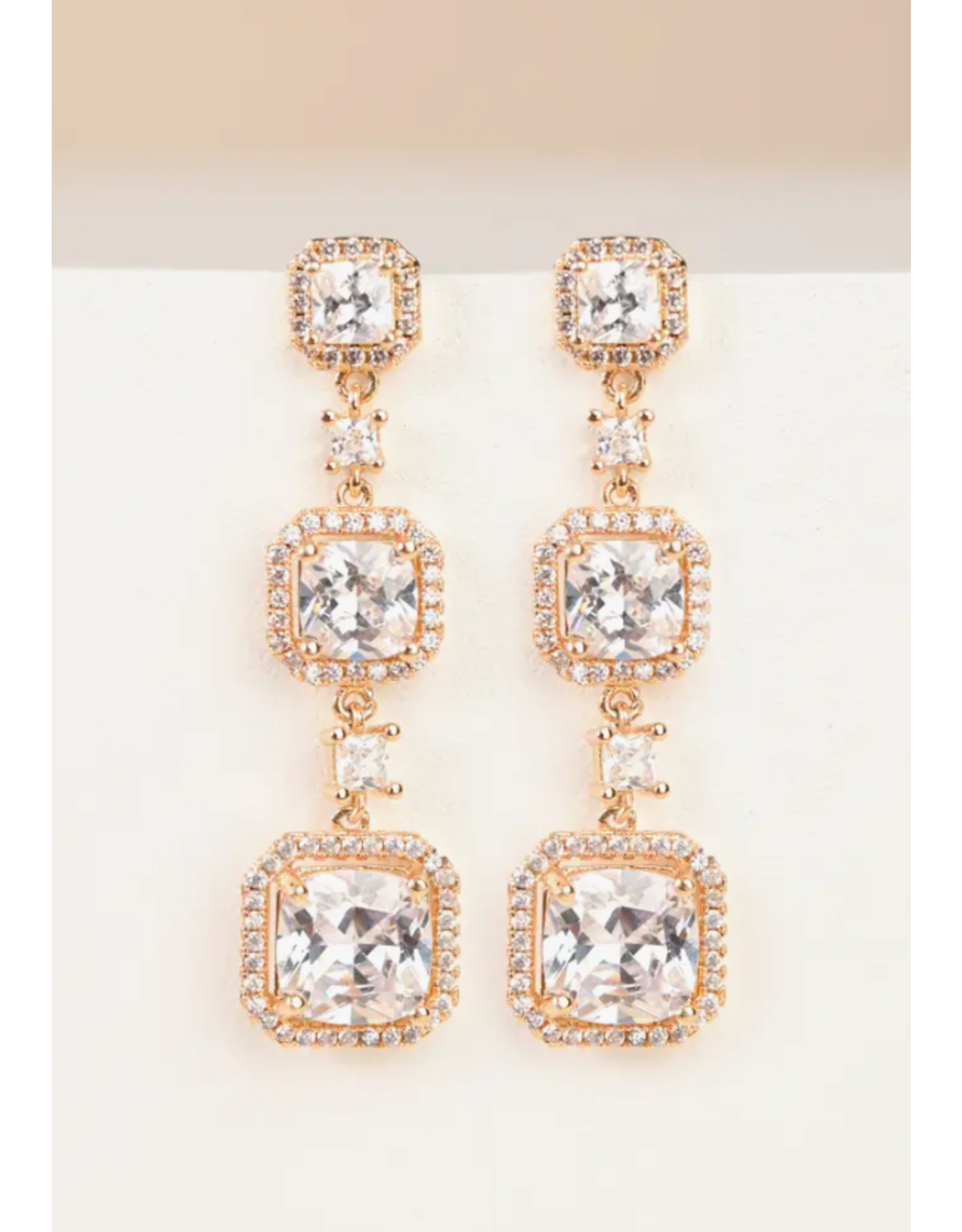 China Forever Cushion-Cut Gold Drop Earrings, China