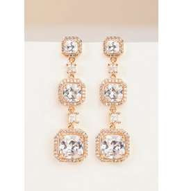 China Forever Cushion-Cut Gold Drop Earrings, China