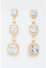 China Forever Cushion-Cut Gold Drop Earrings, China