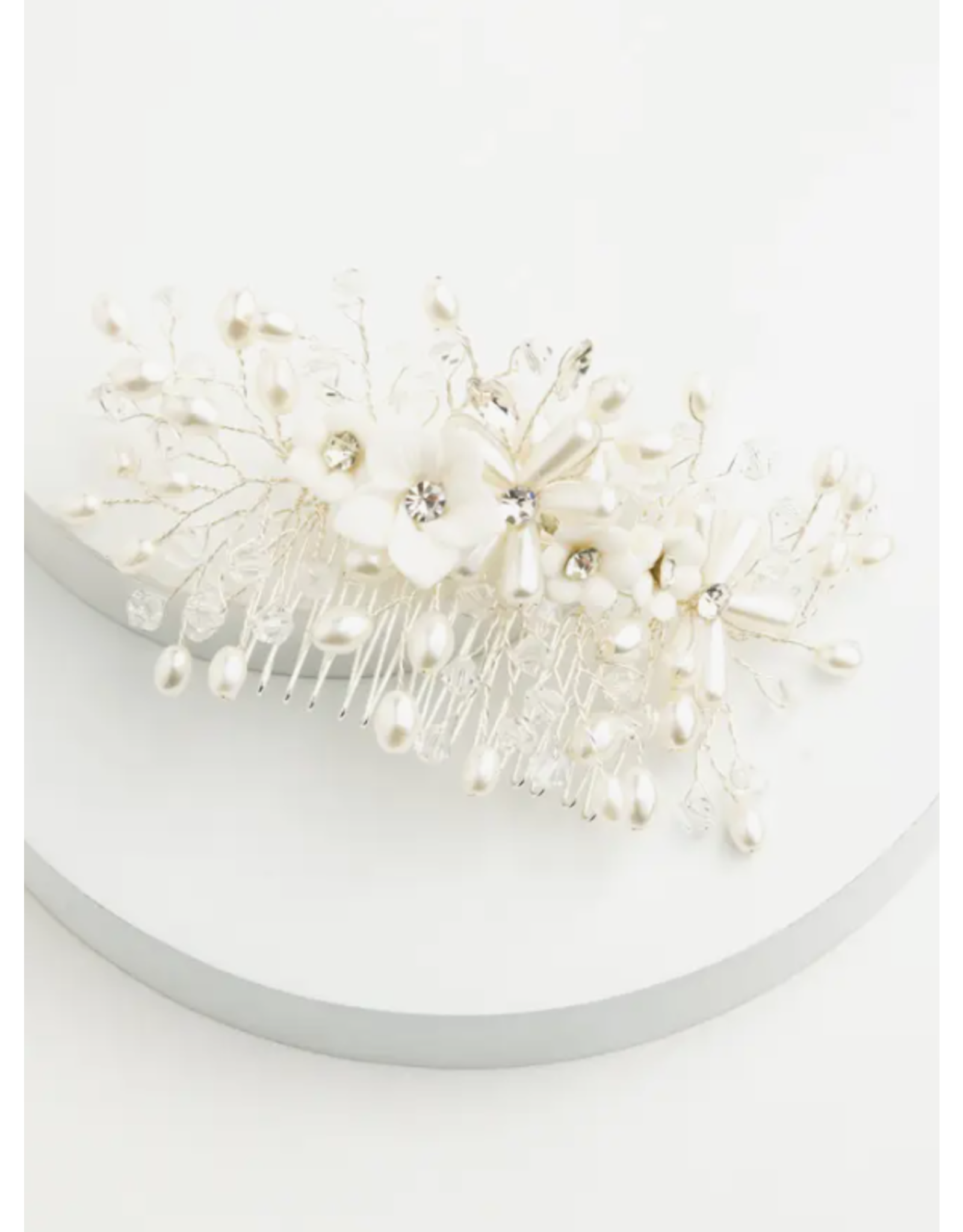 China Pearl Blossom Dainty Flower & Crystal Comb, China