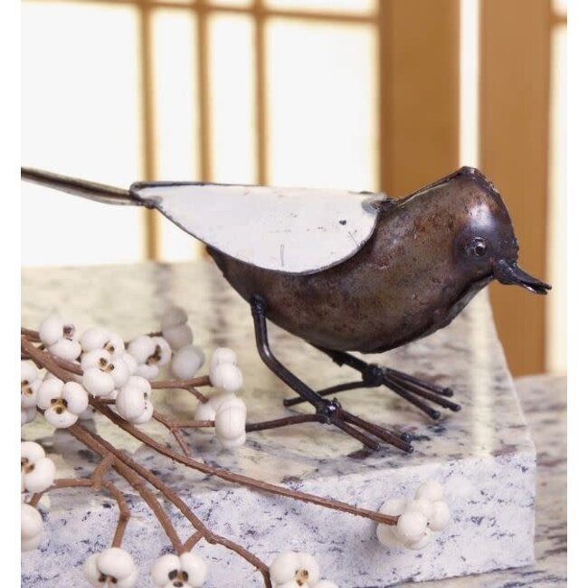 Recycled Metal White Bird Sculpture