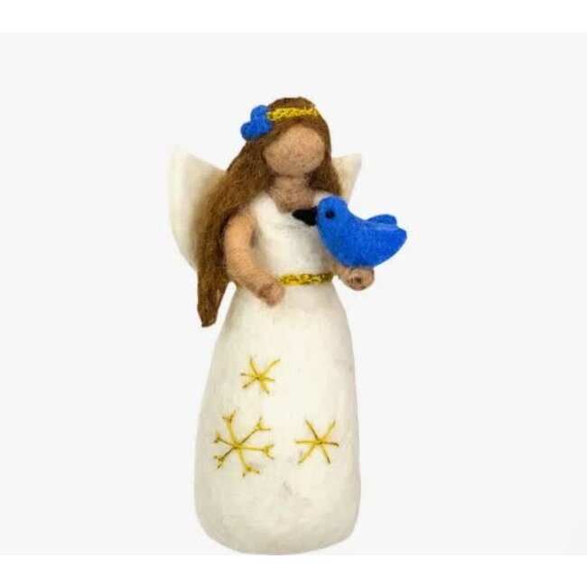 Bluebird Happiness Angel Felt Ornament