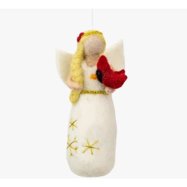 Cardinal Beauty Angel Felt Ornament